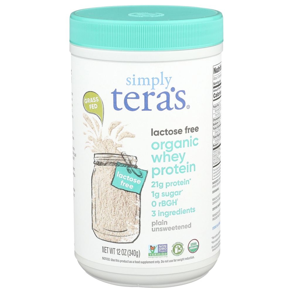 Simply Teras Organic Plain Whey Protein, 12 Ounce