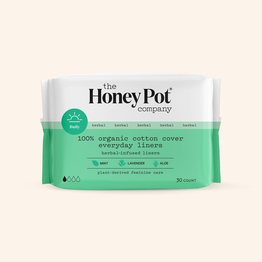 The Honey Pot Organic Cotton Cover Everyday Herbal Liners, 30 count