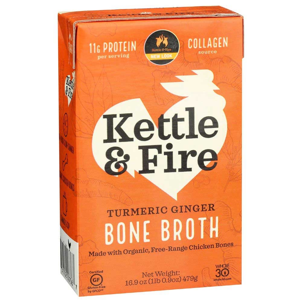 Kettle and Fire Turmeric Ginger Chicken Bone Broth, 16.9 Ounce -- 6 per case