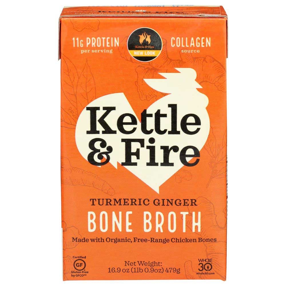 Kettle and Fire Turmeric Ginger Chicken Bone Broth, 16.9 Ounce -- 6 per case