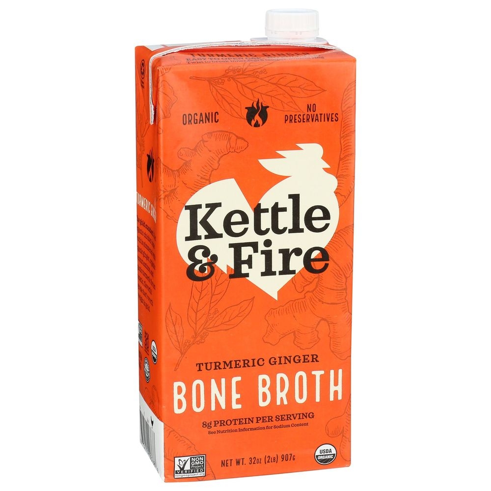 Kettle and Fire Organic Turmeric Ginger Chicken Bone Broth, 32 Ounce -- 8 per case