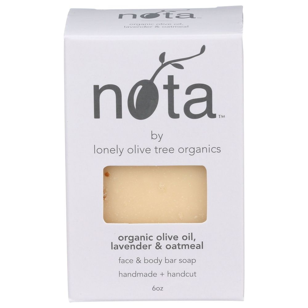 Nota Organic Olive Oil Lavender and Oatmeal Soap Bar, 6 Ounce
