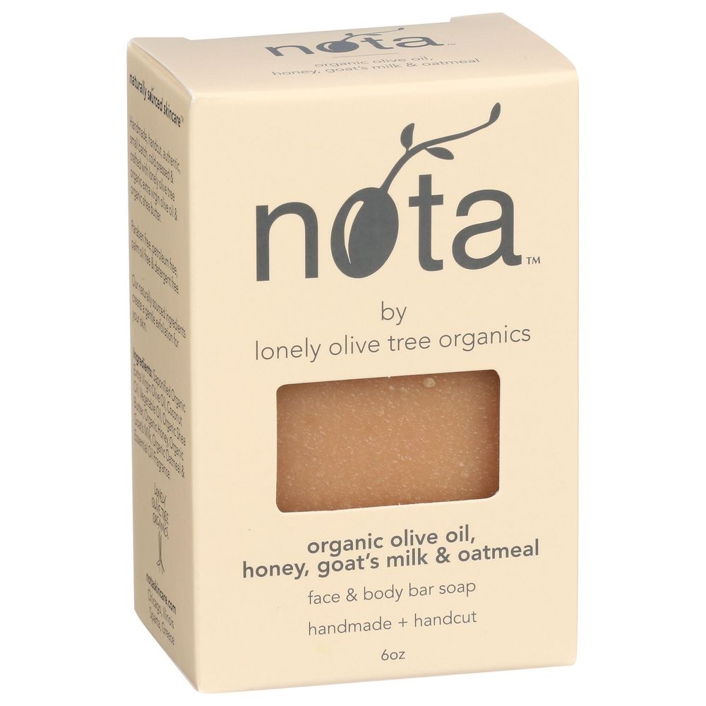 Nota Organic Olive Oil Honey Goats Milk and Oatmeal Soap Bar, 6 Ounce
