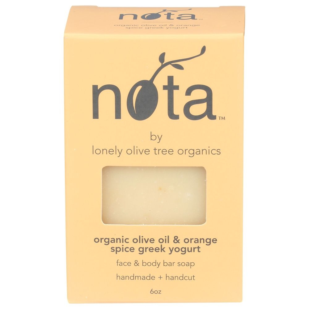 Nota Organic Olive Oil and Orange Spice Greek Yogurt Soap Bar, 6 Ounce