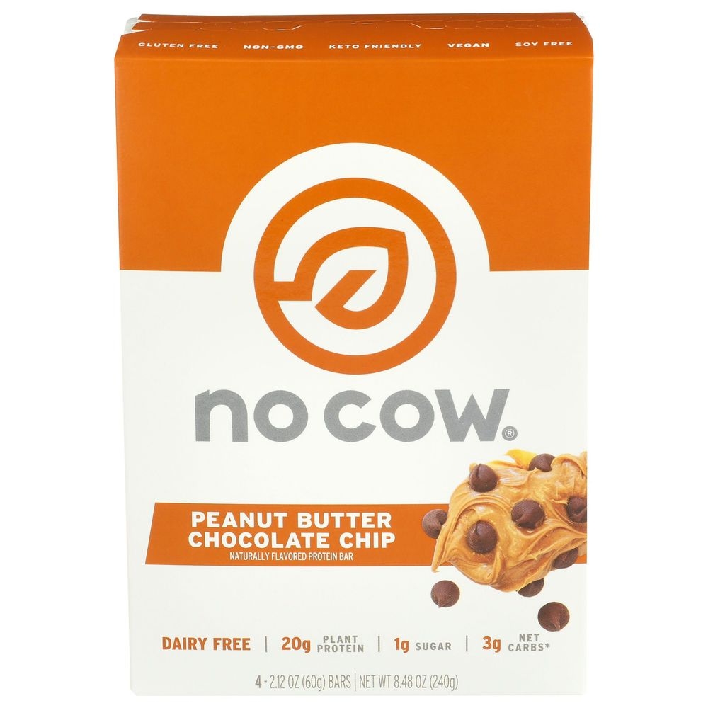 No Cow Peanut Butter Chocolate Chip Protein Bar, 8.48 Ounce -- 6 per case
