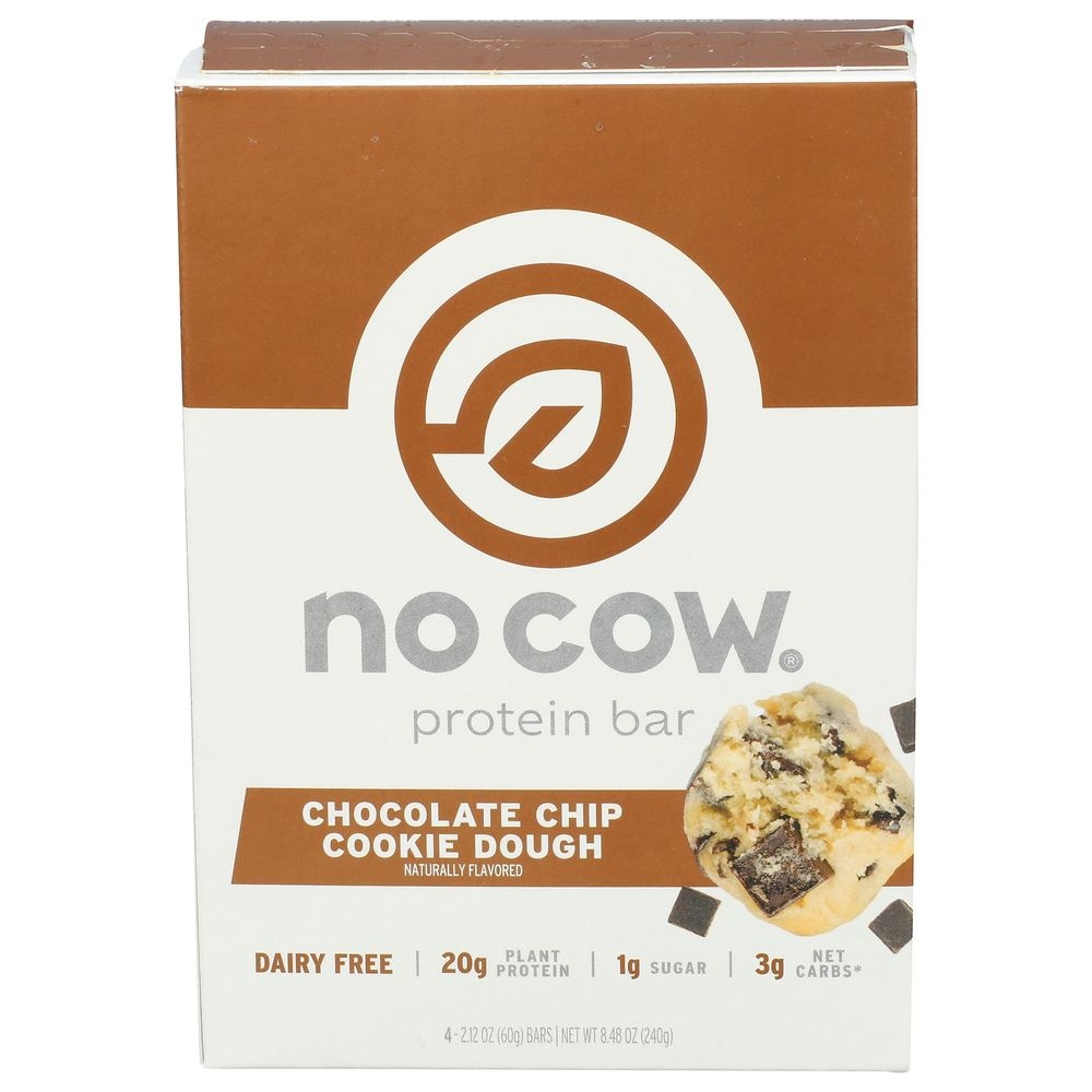 No Cow Chocolate Chip Cookie Dough Protein Bar, 8.48 Ounce -- 6 per case