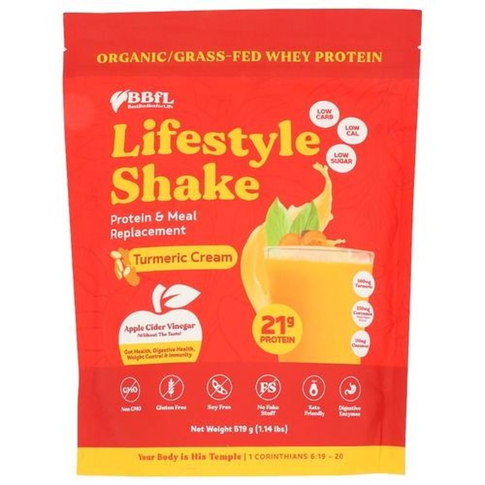 BBFL Turmeric Cream Life Style Shake Protein Powder, 1.14 Pound -- 6 per case