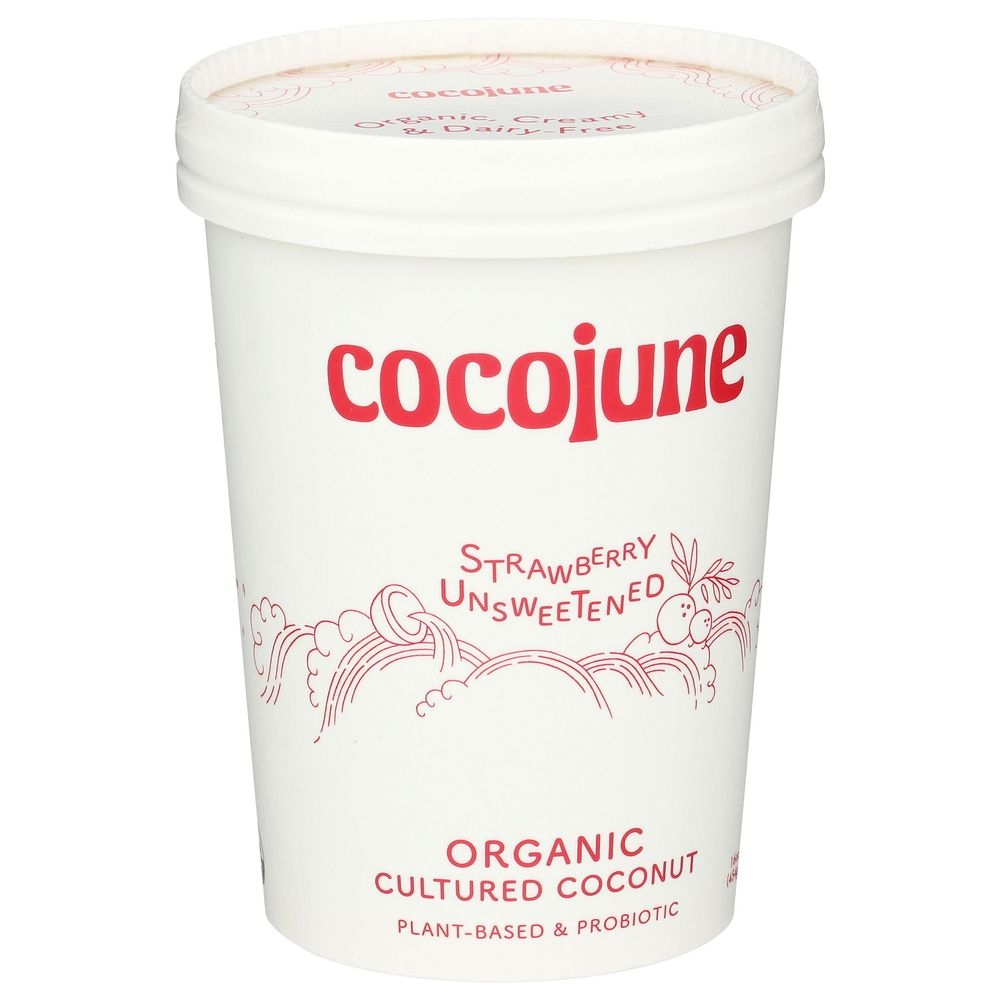 Cocojune Organic Unsweetened Strawberry Cultured Coconut Yogurt, 16 Ounce -- 8 per case