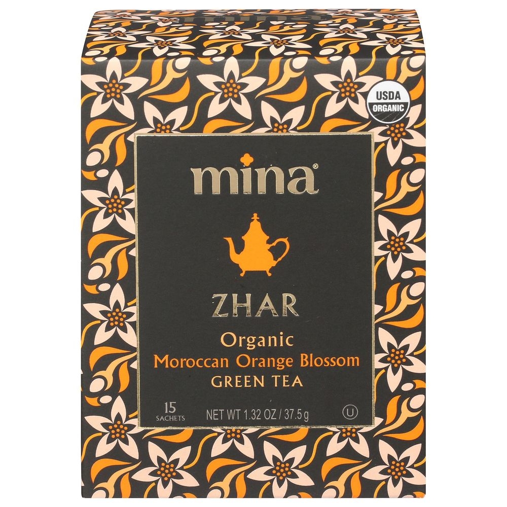 Mina Organic Orange Blossom Green Tea, 15 tea bags -- 6 per case