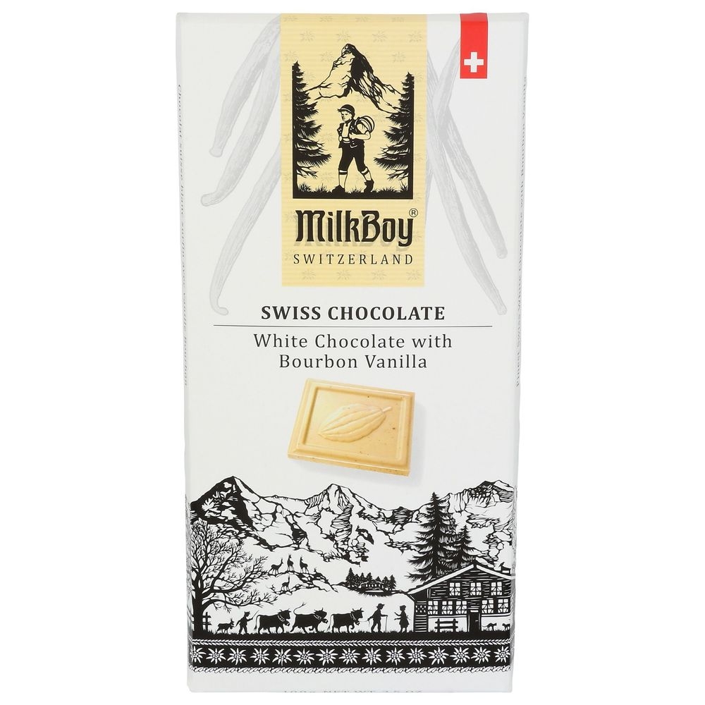 Milkboy Swiss White Chocolate Bourbon Vanilla Bar, 3.5 Ounce -- 10 per case
