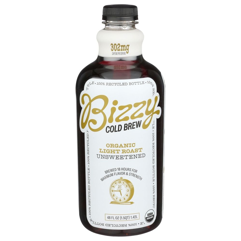 Bizzy Organic Light Roast Unsweetened Cold Brew Coffee, 48 Fluid Ounce -- 6 per case