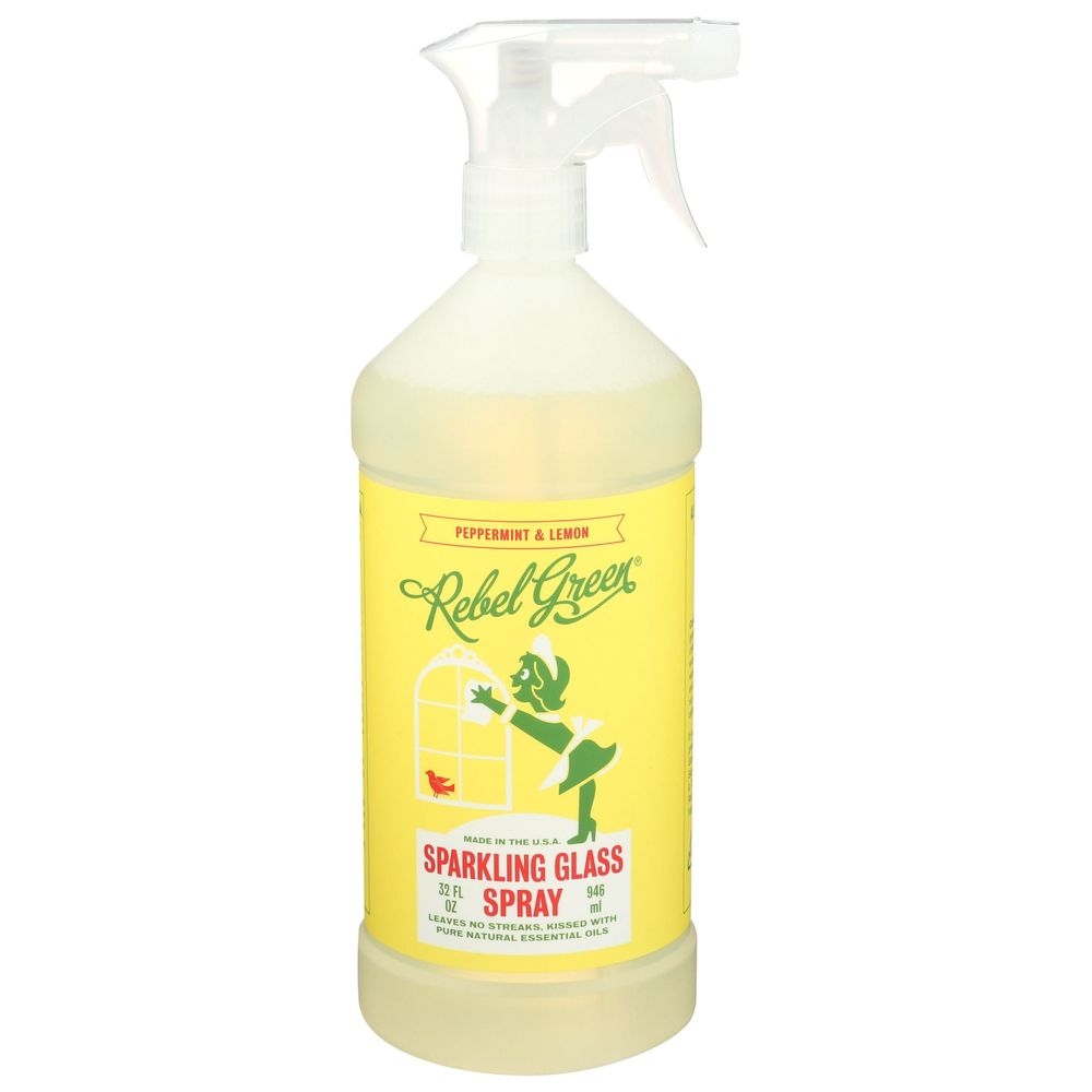Rebel Green Peppermint and Lemon Sparkling Glass Cleaner, 32 Ounce -- 4 per case