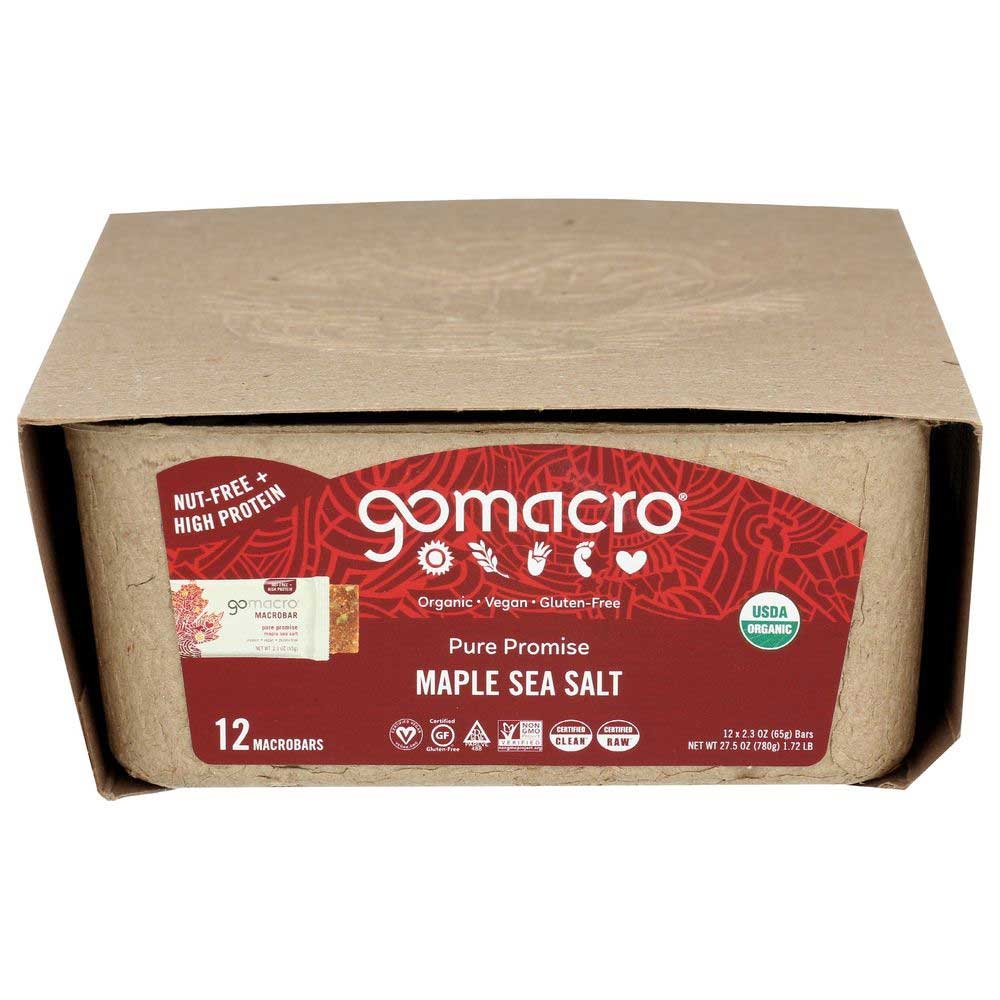Gomacro Organic Pure Promise Maple Sea Salt Vegan Nutrition Bar, 2.3 Ounce -- 12 per case