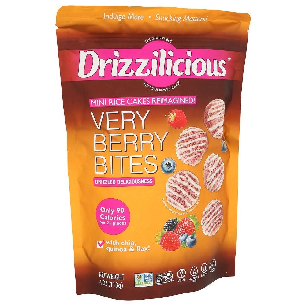 Drizzilicious Mini Very Berry Bites Rice Cake, 4 Ounce -- 6 per case