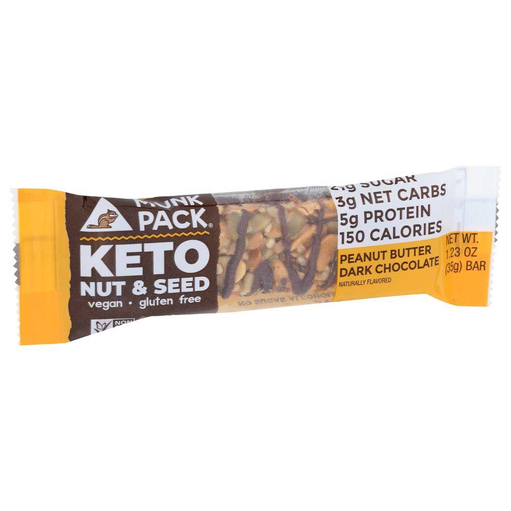 Munk Pack Peanut Butter Dark Chocolate Keto Nut and Seed Bar, 1.23 Ounce -- 12 per case