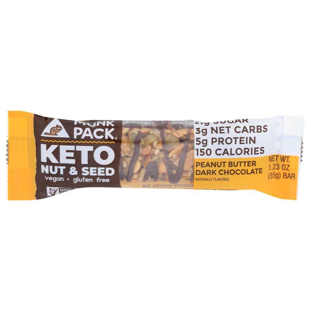 Munk Pack Peanut Butter Dark Chocolate Keto Nut and Seed Bar, 1.23 Ounce -- 12 per case
