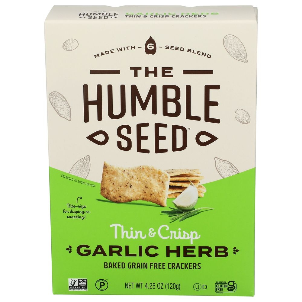 The Humble Seed Thin and Crisp Garlic Herb Crackers, 4.25 Ounce -- 6 per case