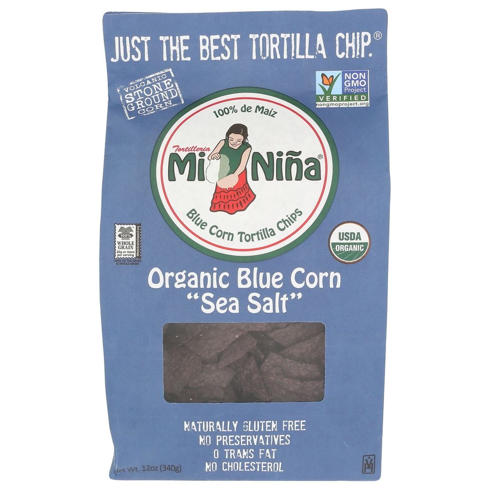Mi Nina Organic Blue Corn Sea Salt Tortilla Chips, 12 Ounce -- 9 per case