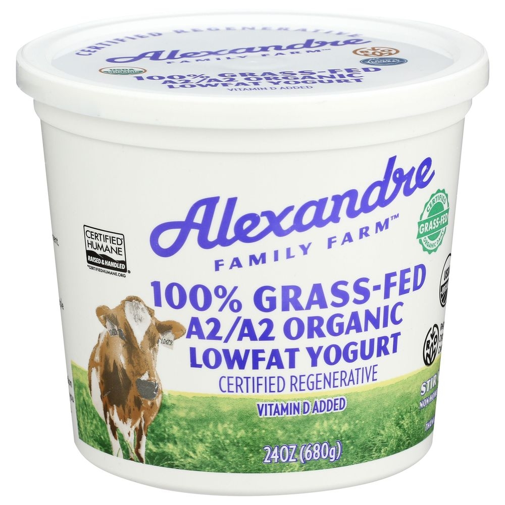 Alexandre Family Farm Organic A2/A2 100 Percent Grass-Fed Lowfat Yogurt, 24 Ounce -- 6 per case