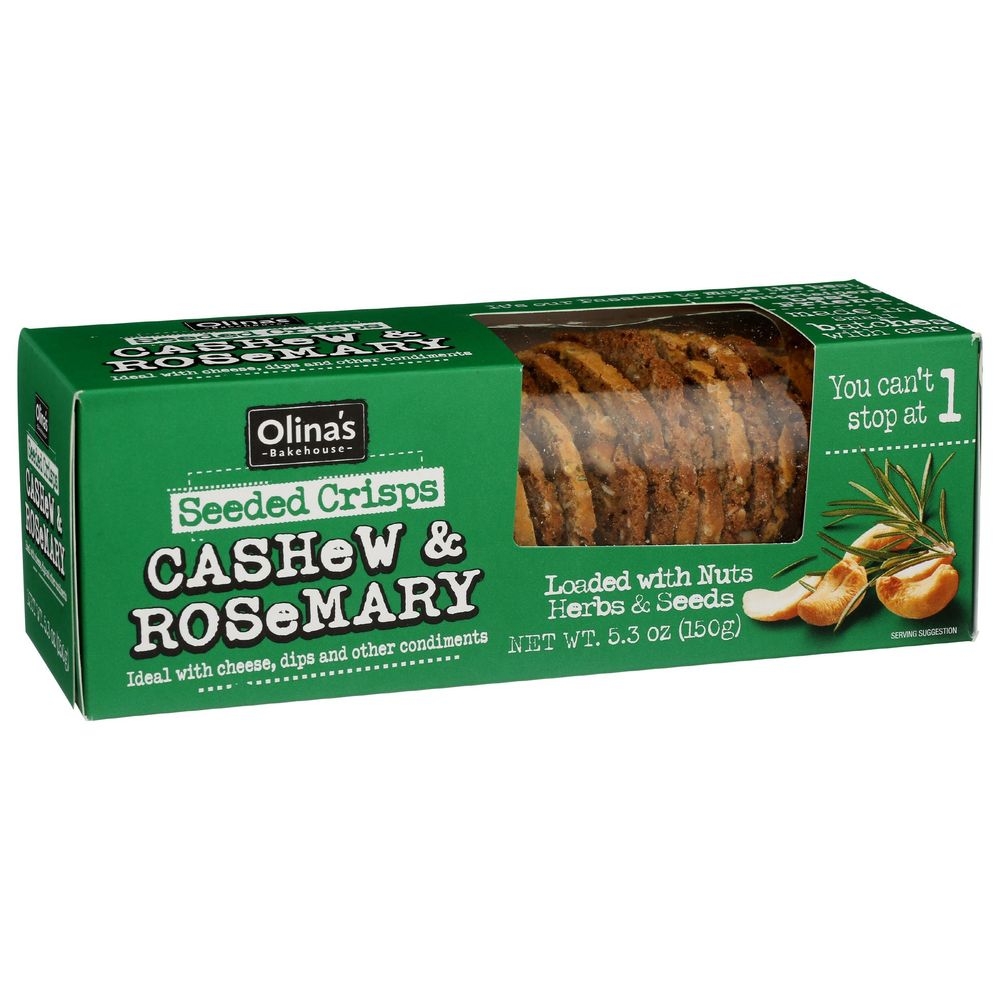 Olinas Bakehouse Cashew and Rosemary Seeded Crisps, 5.3 Ounce -- 12 per case