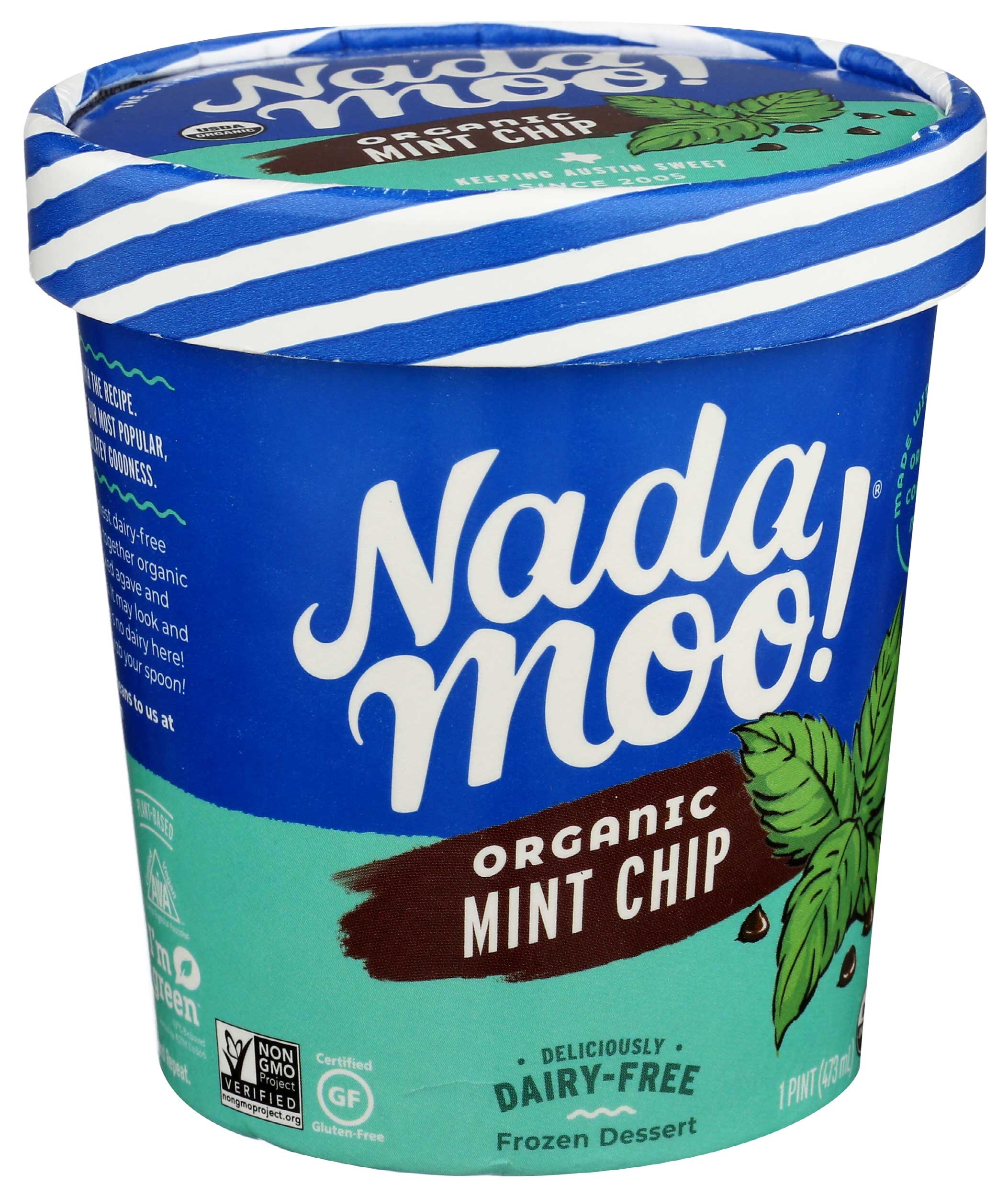 Nada Moo Organic Lotta Mint Chip Dairy Free Dessert, 1 Pint -- 8 per case