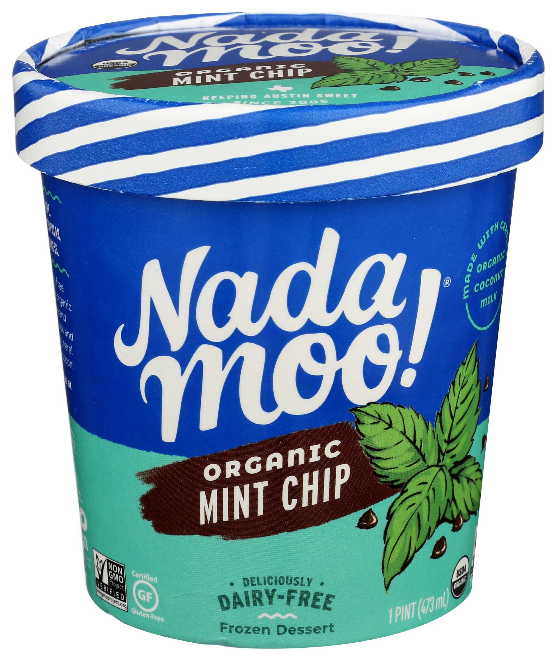 Nada Moo Organic Lotta Mint Chip Dairy Free Dessert, 1 Pint -- 8 per case