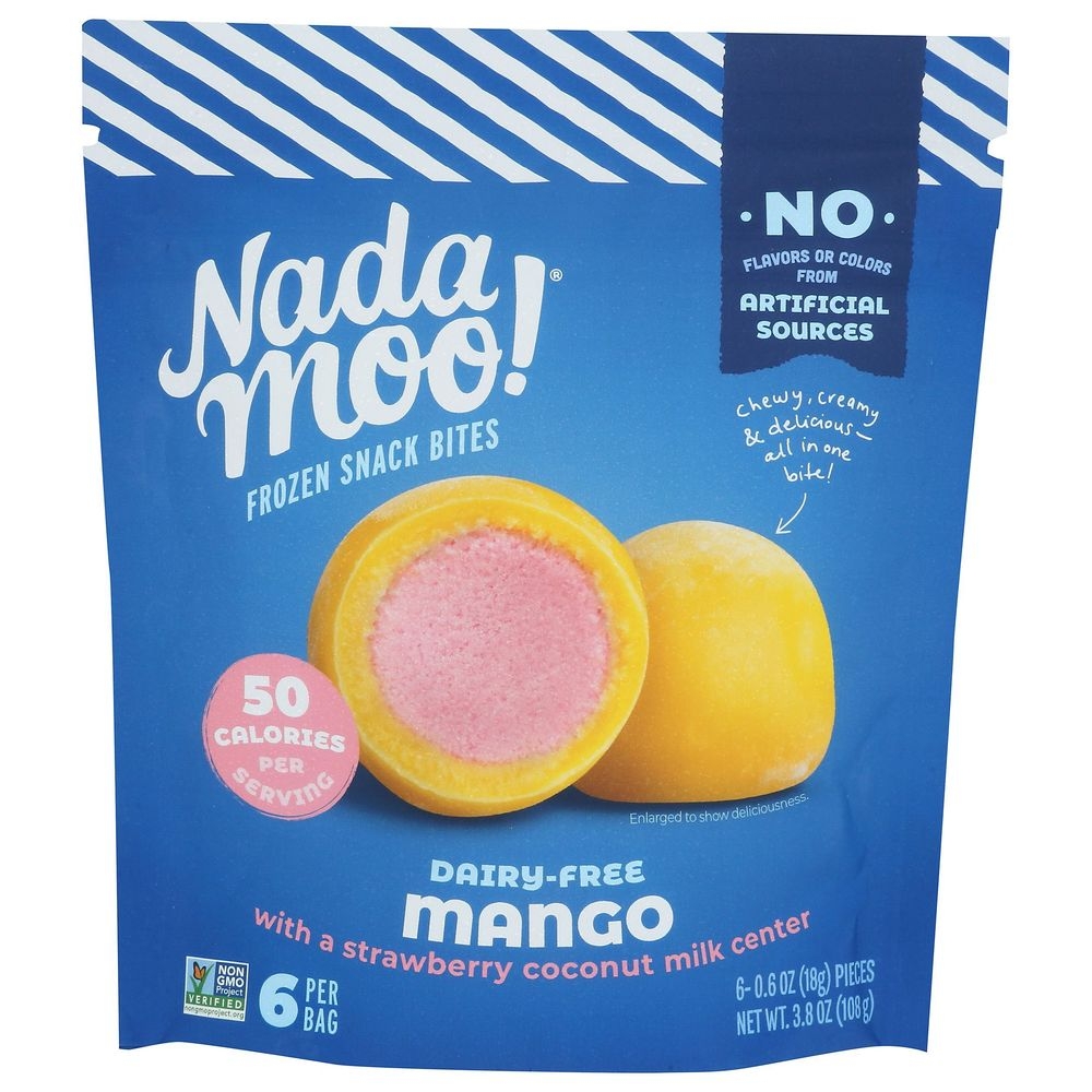 Nada Moo Mango with Strawberry Snack Bites, 3.8 Ounce -- 8 per case.