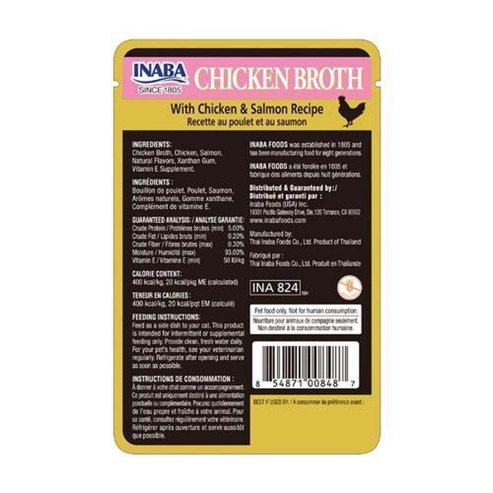 Inaba Chicken Broth with Chicken and Salmon Recipe Cat Food, 1.76 Ounce -- 8 per case