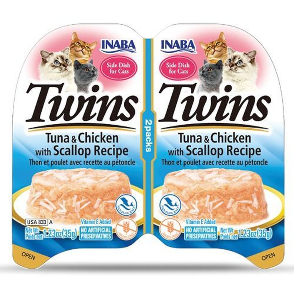 Inaba Twins Tuna and Chicken with Scallop Recipe Cat Food, 2.46 Ounce -- 8 per case
