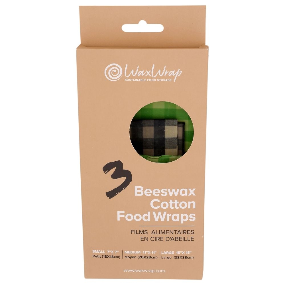 Wax Wrap Multi Ginghamed Cotton Food Storage Container, 3 count -- 6 per case