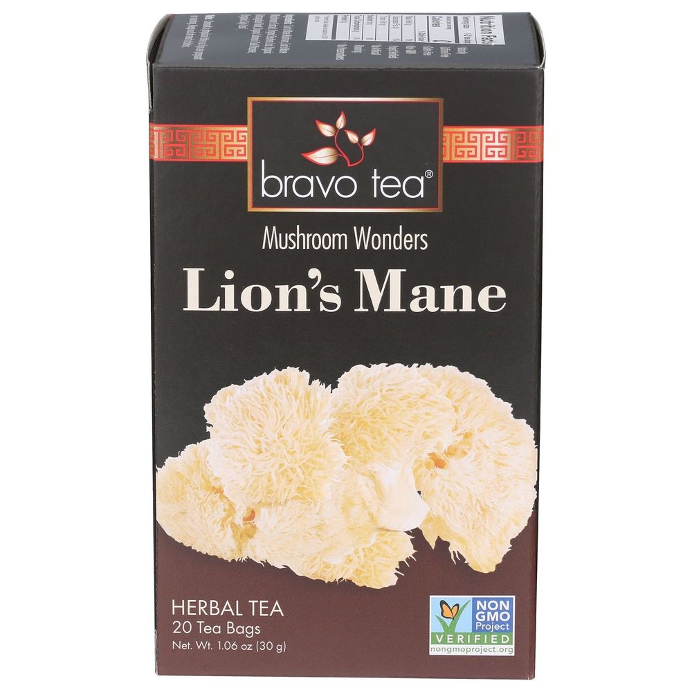 Bravo Tea Lions Mane Mushroom Herbal Tea Bag, 1.06 Ounce
