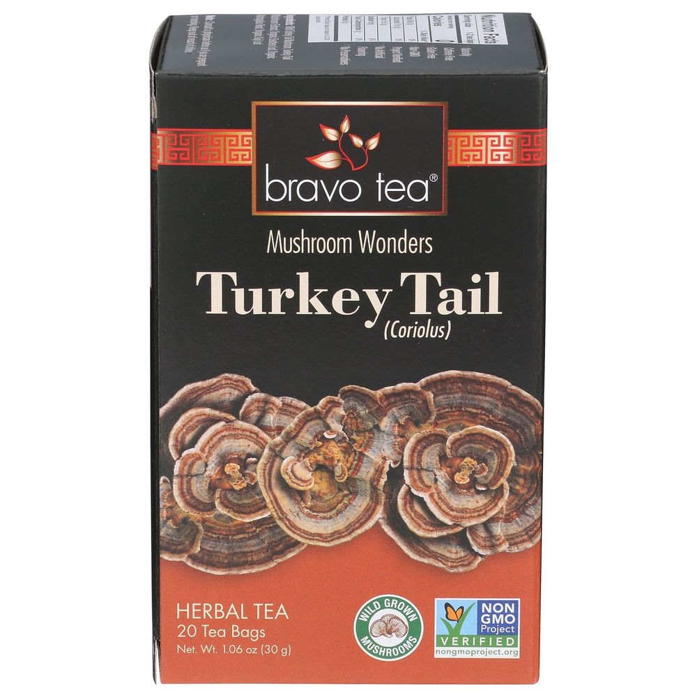Bravo Tea Turkey Tail Mushroom Herbal Tea Bag, 1.06 Ounce