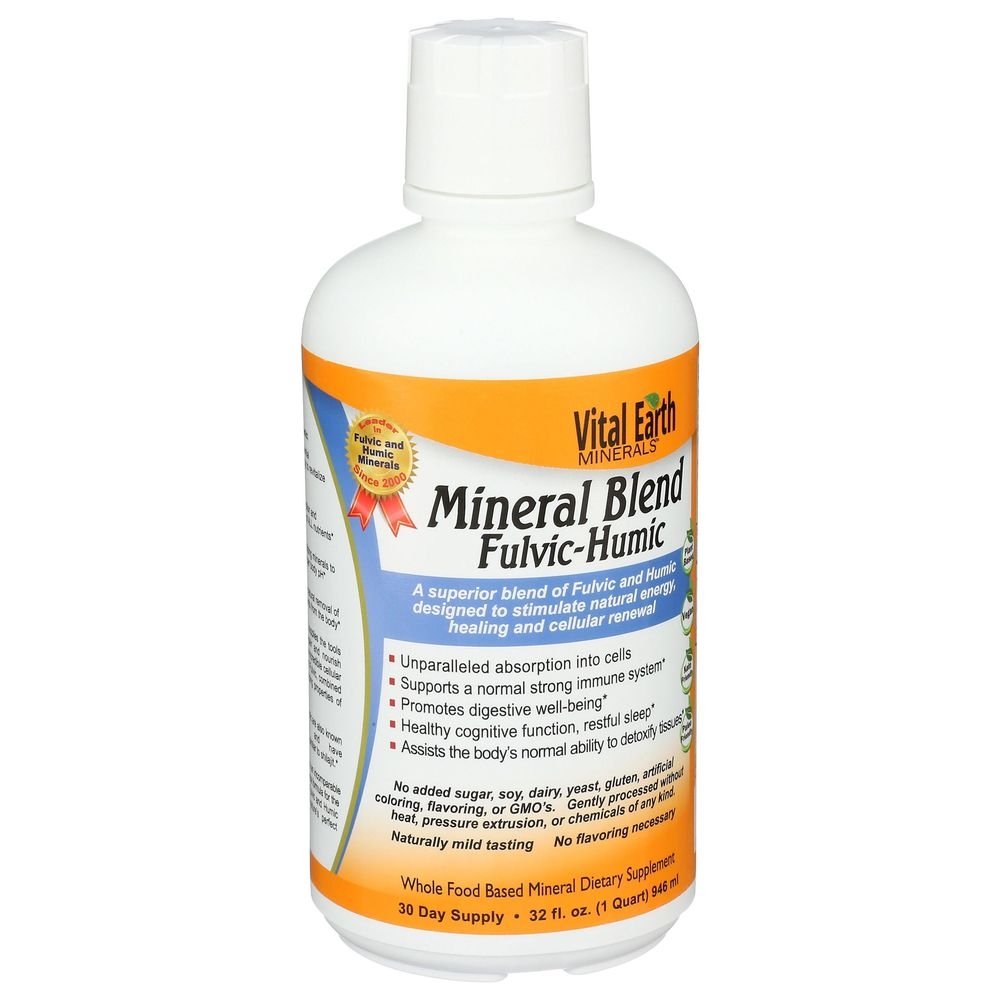 Vital Earth Minerals Fulvic Humic Mineral Blend Liquid, 32 Ounce