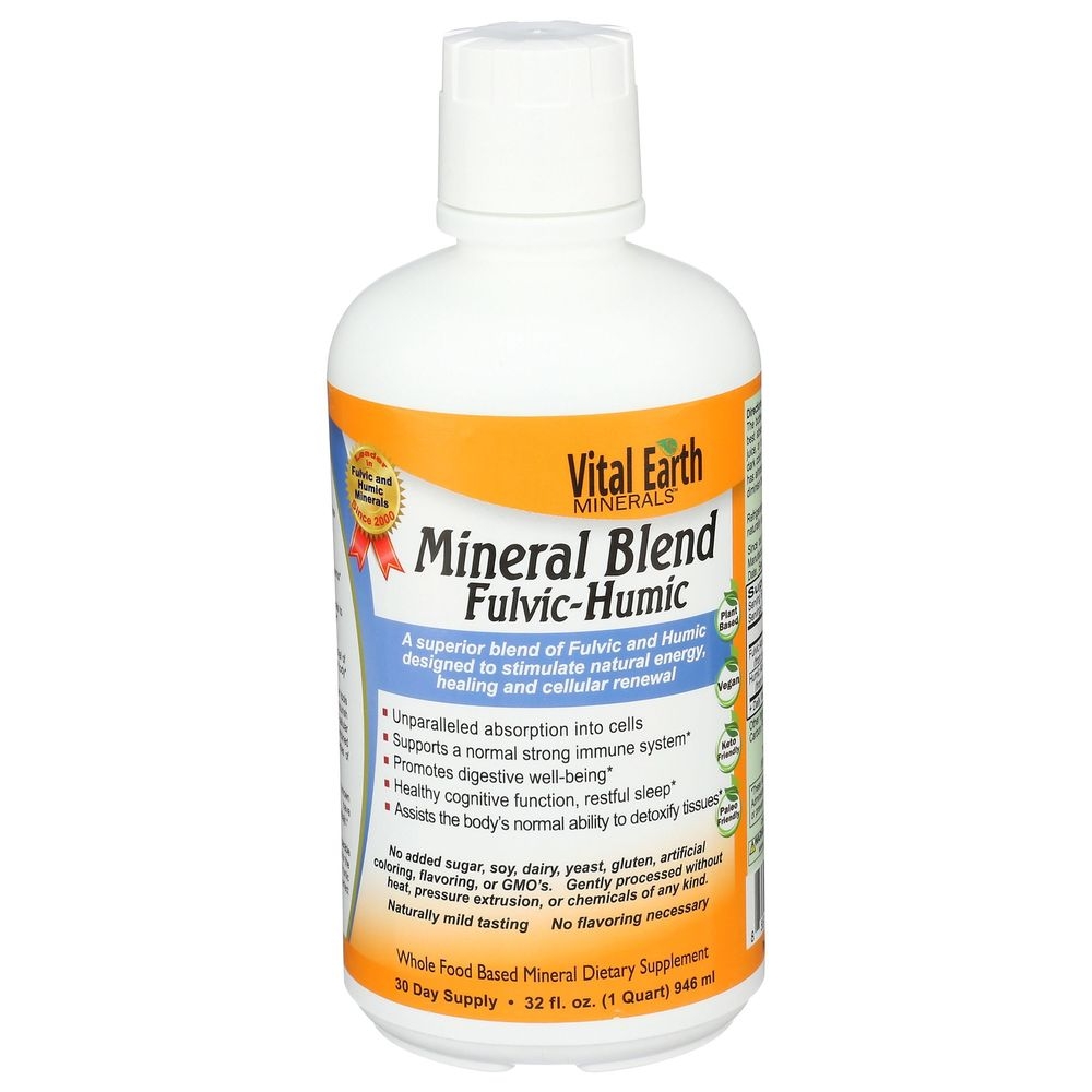 Vital Earth Minerals Fulvic Humic Mineral Blend Liquid, 32 Ounce