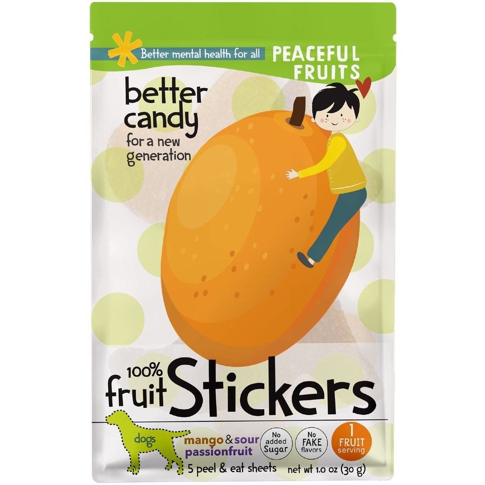 Peaceful Fruits Mango and Sour Passion Fruit Stickers, 1 Ounce -- 12 per case