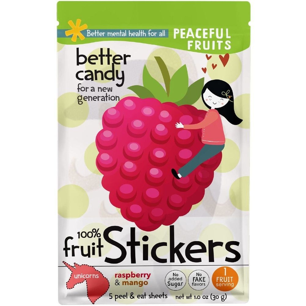 Peaceful Fruits Raspberry and Mango Fruit Stickers, 1 Ounce -- 12 per case