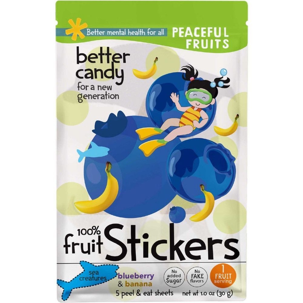 Peaceful Fruits Blueberry Banana Fruit Stickers, 1 Ounce -- 12 per case