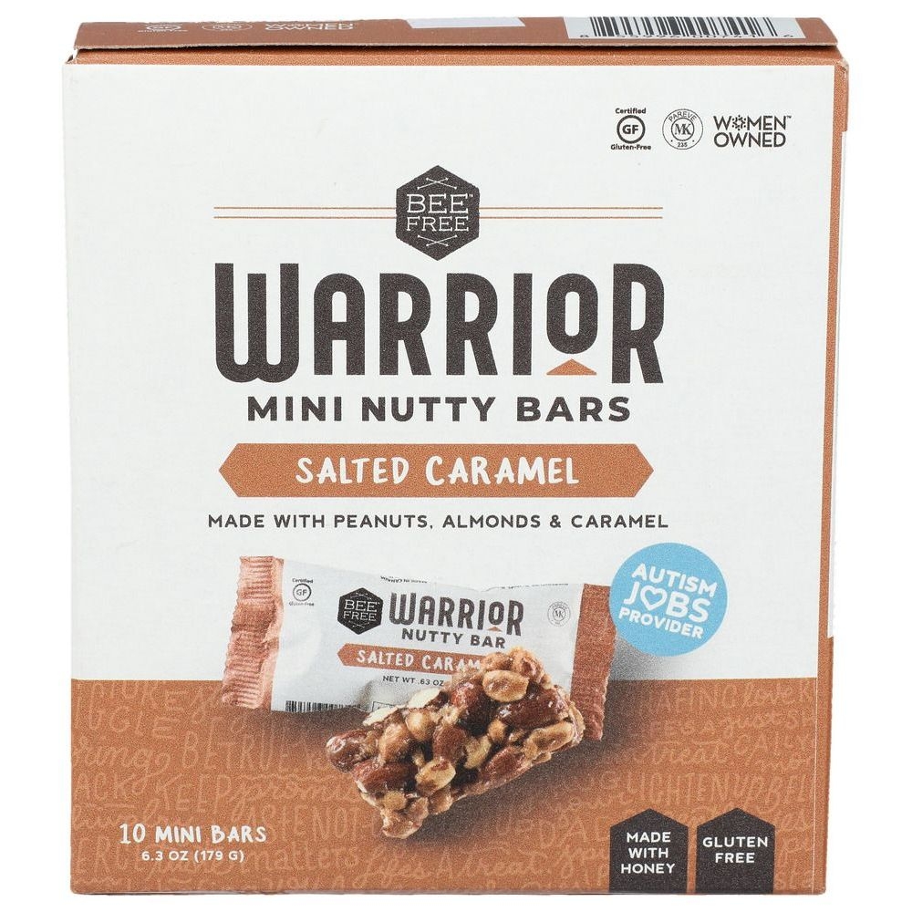 Beefree Warrior Salted Caramel Mini Nutty Bar, 0.63 Ounce -- 8 per case