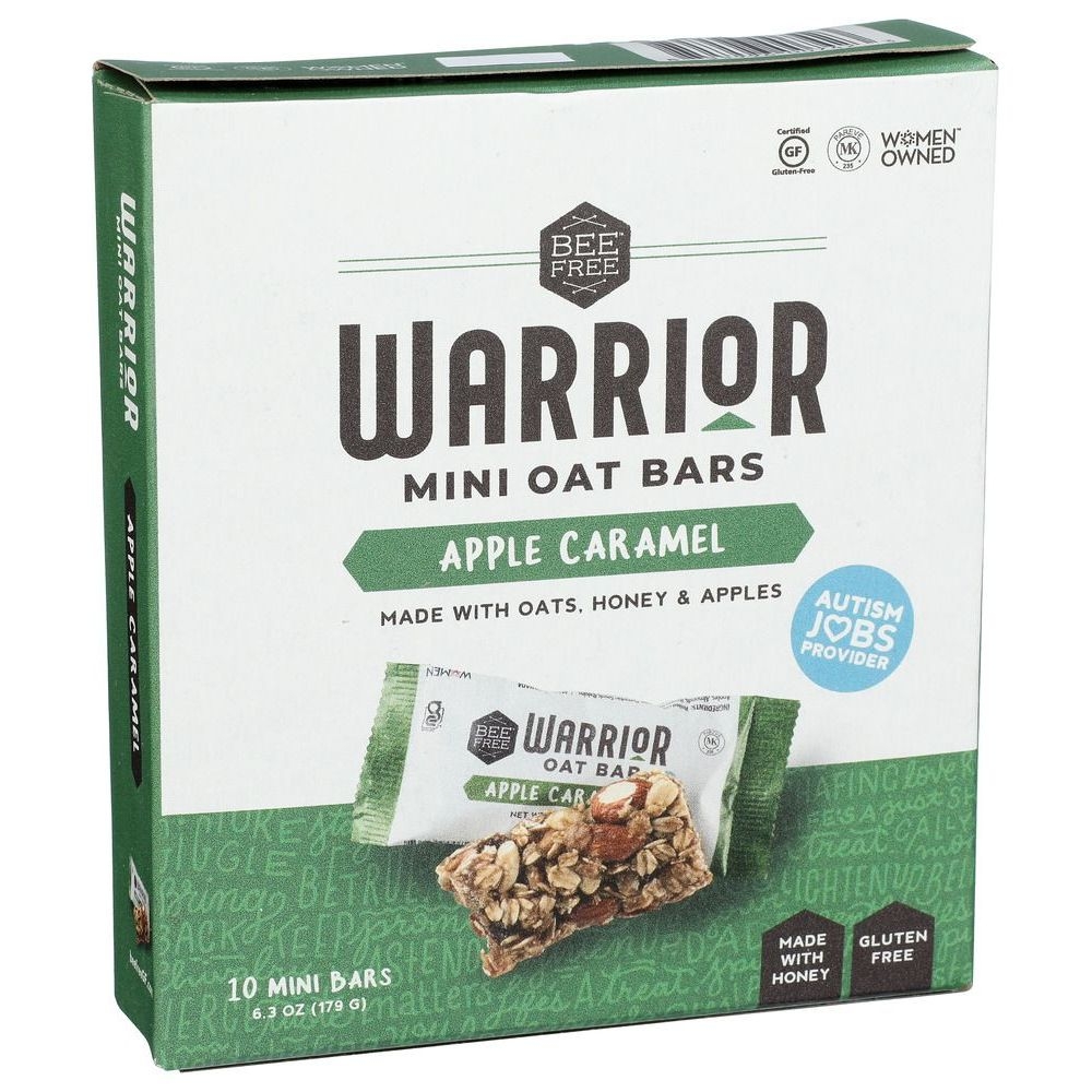 Beefree Warrior Apple Caramel Mini Oat Bar, 0.63 Ounce -- 8 per case