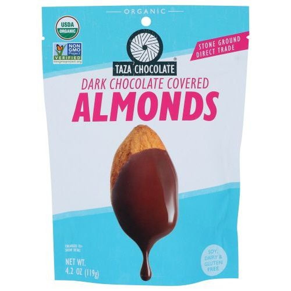 Taza Chocolate Organic Dark Chocolate Covered Almonds, 3.5 Ounce -- 12 per case