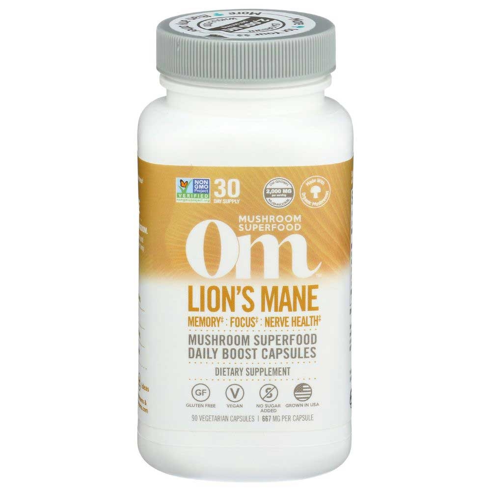 Om Lions Mane Mushroom Superfood Daily Boost Capsules - 90 count per pack