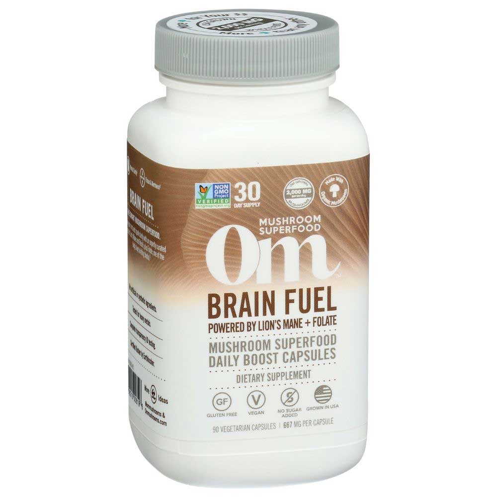 Om Brain Fuel Mushroom Superfood Daily Boost Capsules - 90 count per pack