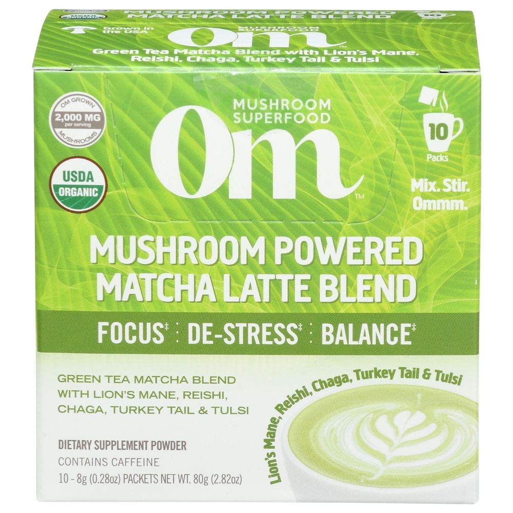Om Organic Mushroom Matcha Latte Blend Superfood Powder, 2.82 Ounce