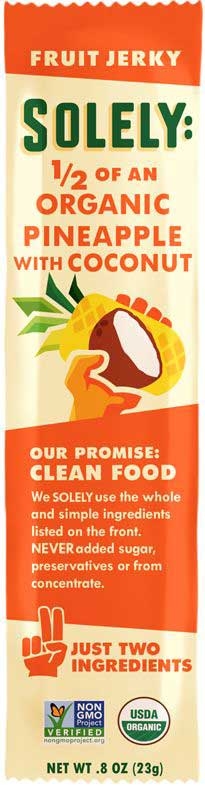 Solely Organic Pineapple with Coconut Fruit Jerky, 0.8 Ounce -- 12 per case