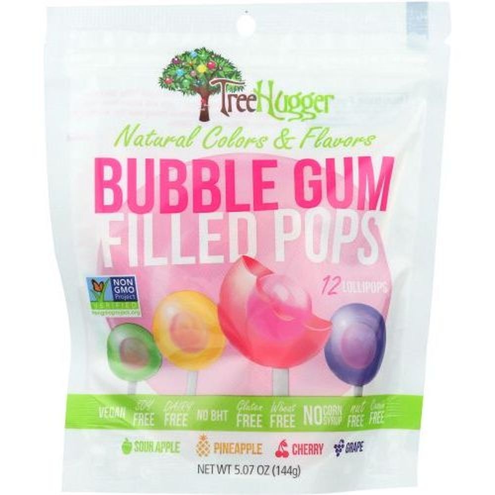 Tree Hugger Natural Flavor Bubble Gum Filled Lollipop, 12 count -- 6 per case