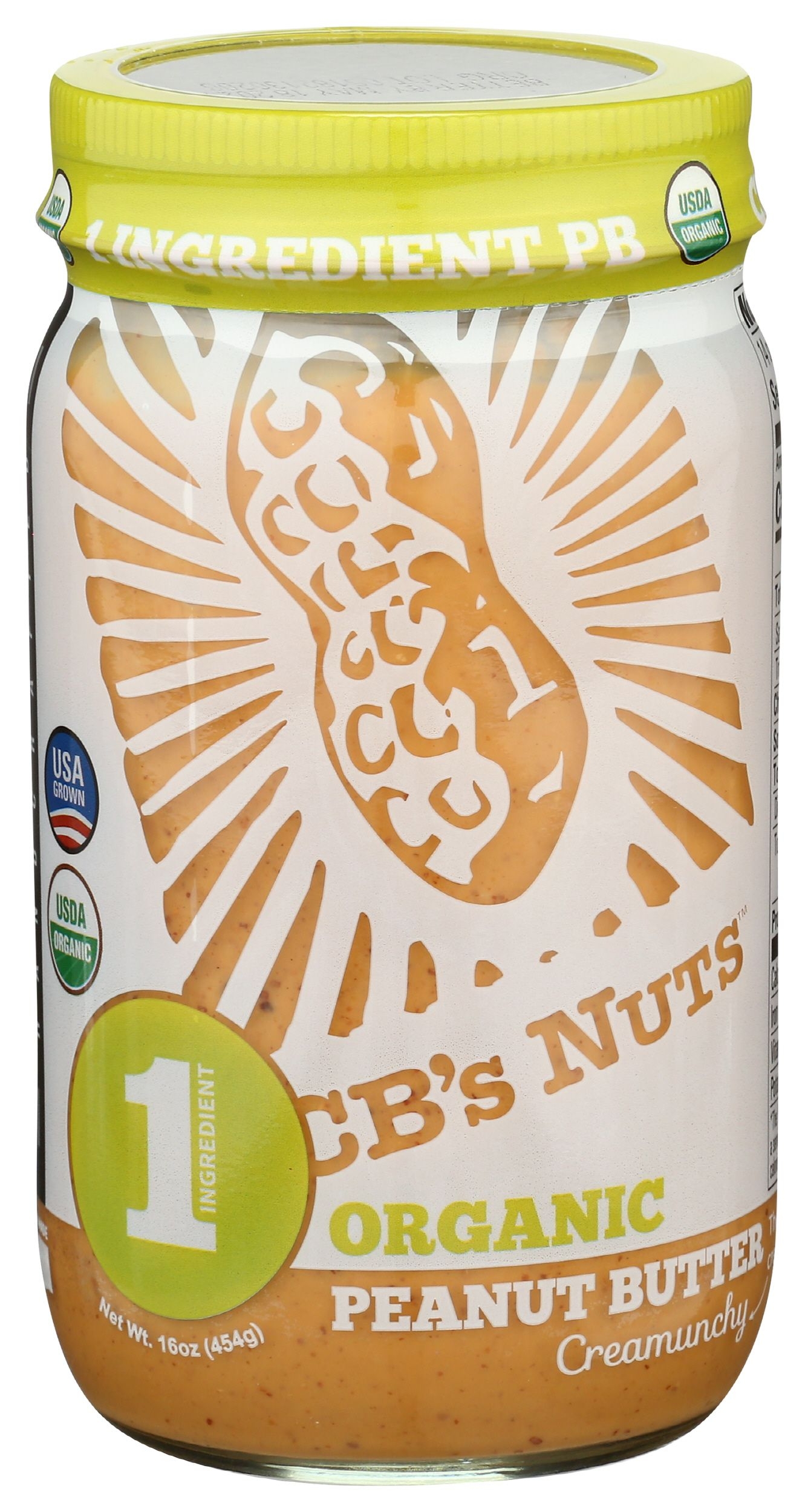 CBS Nuts Organic Creamunchy Peanut Butter, 16 Ounce -- 12 per case