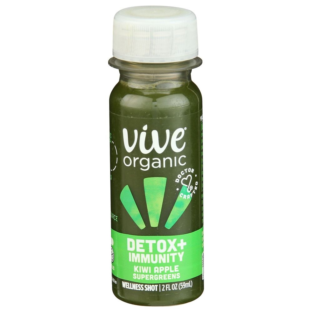 Vive Organic Kiwi Apple Supergreens Detox and Immunity Dual Boost Shot, 2 Fluid Ounce -- 12 per case