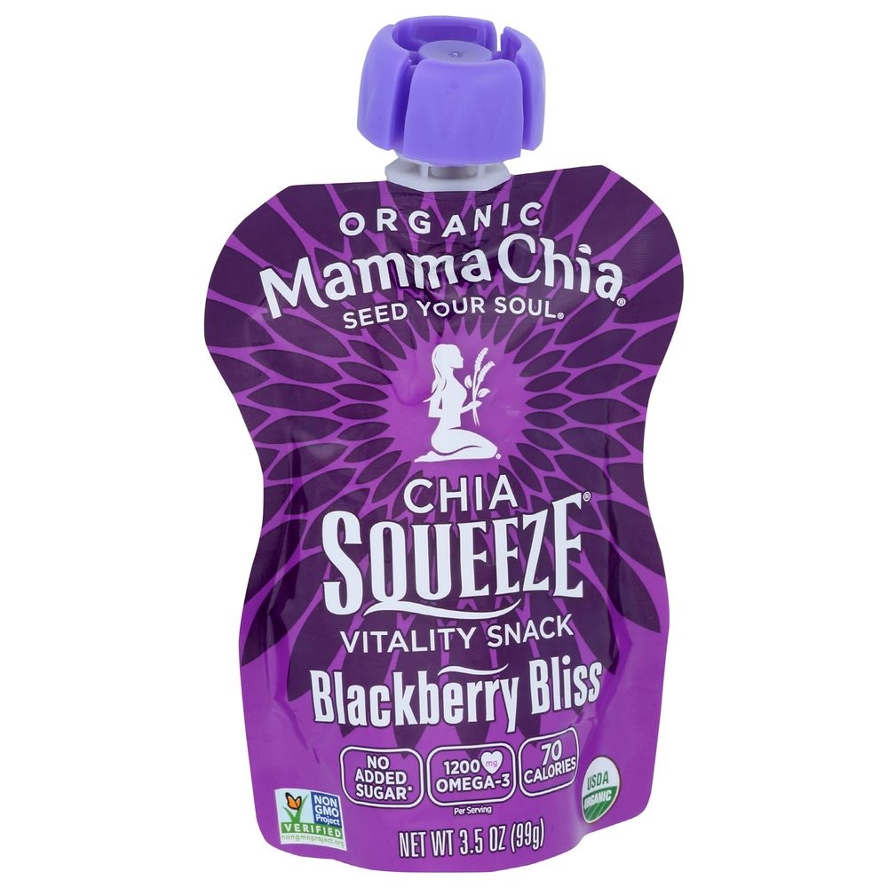 Mamma Chia Squeeze Prebiotic Blackberry Bliss Chia Seed, 3.5 Ounce -- 16 per case
