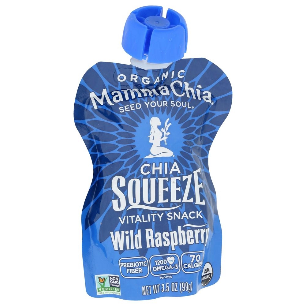 Mamma Chia Organic Wild Raspberry Vitality Chia Squeeze, 3.5 Ounce -- 16 per case