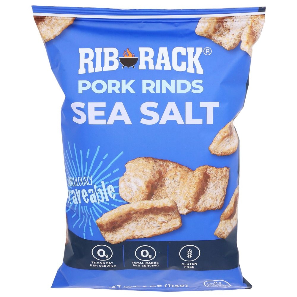 Rib Rack Sea Salt Pork Rinds, 4 Ounce -- 6 per case